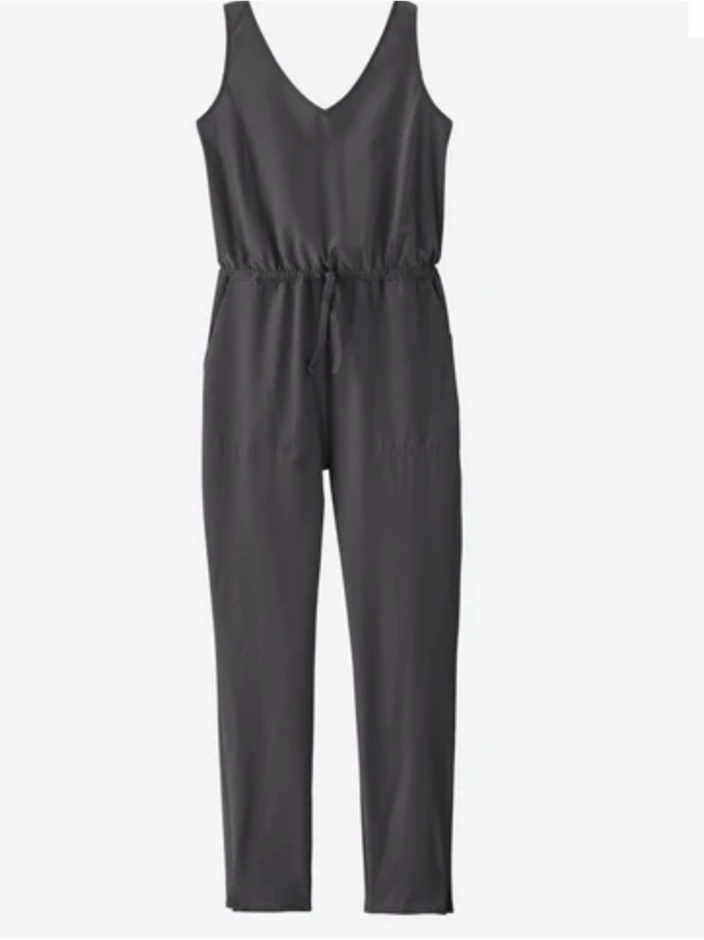 Patagonia Dark Charcoal Sleeveless V-Neck Jumpsuit with Drawstring